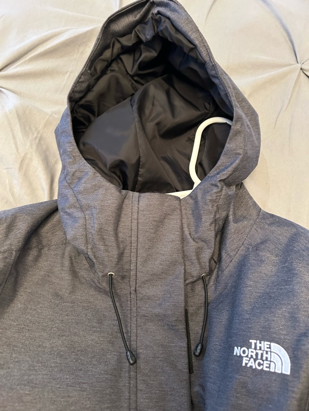 The North Face Women’s Hooded Jacket in Gray with Black Lining